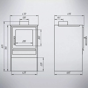 Печь-Камин Варвара "ГАРМОНИЯ 105 (Черный)" (Стальная 3D футеровка)