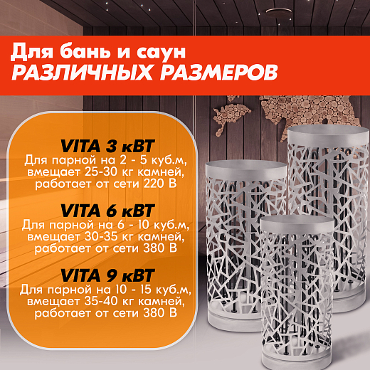 08 Каменка Vita 9 кВт Хром 2000х2000